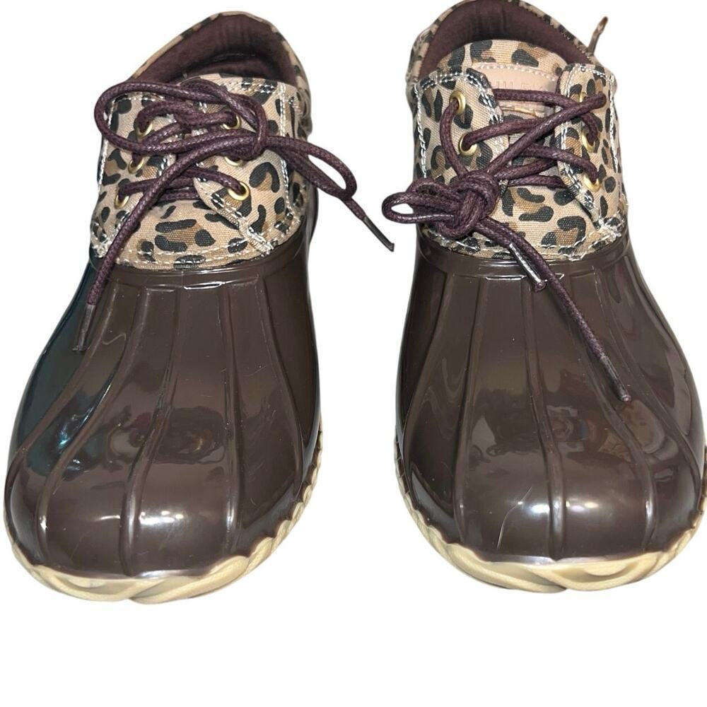 Tommy Hilfiger Women’s Size 9M lace up leopard leather sole duck shoe Y2K